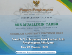 Sekolah Di Kabupaten Solok kembali Raih Penghargaan Adiwiyata
