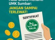 14.773 Kuota Sertifikat Halal Gratis Masih Tersedia untuk UMK di Sumbar